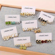 Women's 3-Piece Pearl Flower Geometric Earrings Synthetic Zirconia Alloy Jewelry