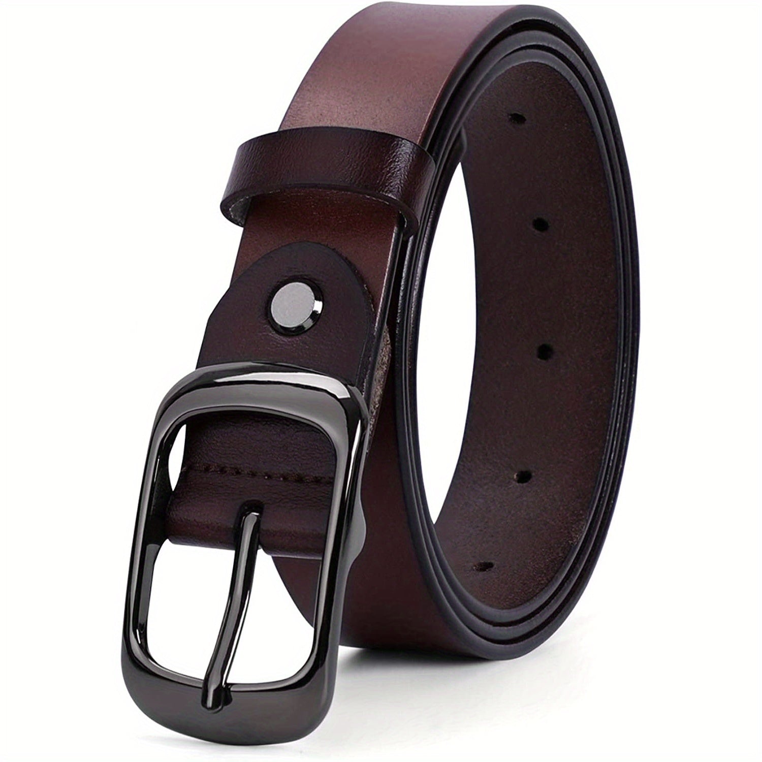 Женский кожаный ремень большого размера с отполированной пряжкой для повседневных джинсов и брюк