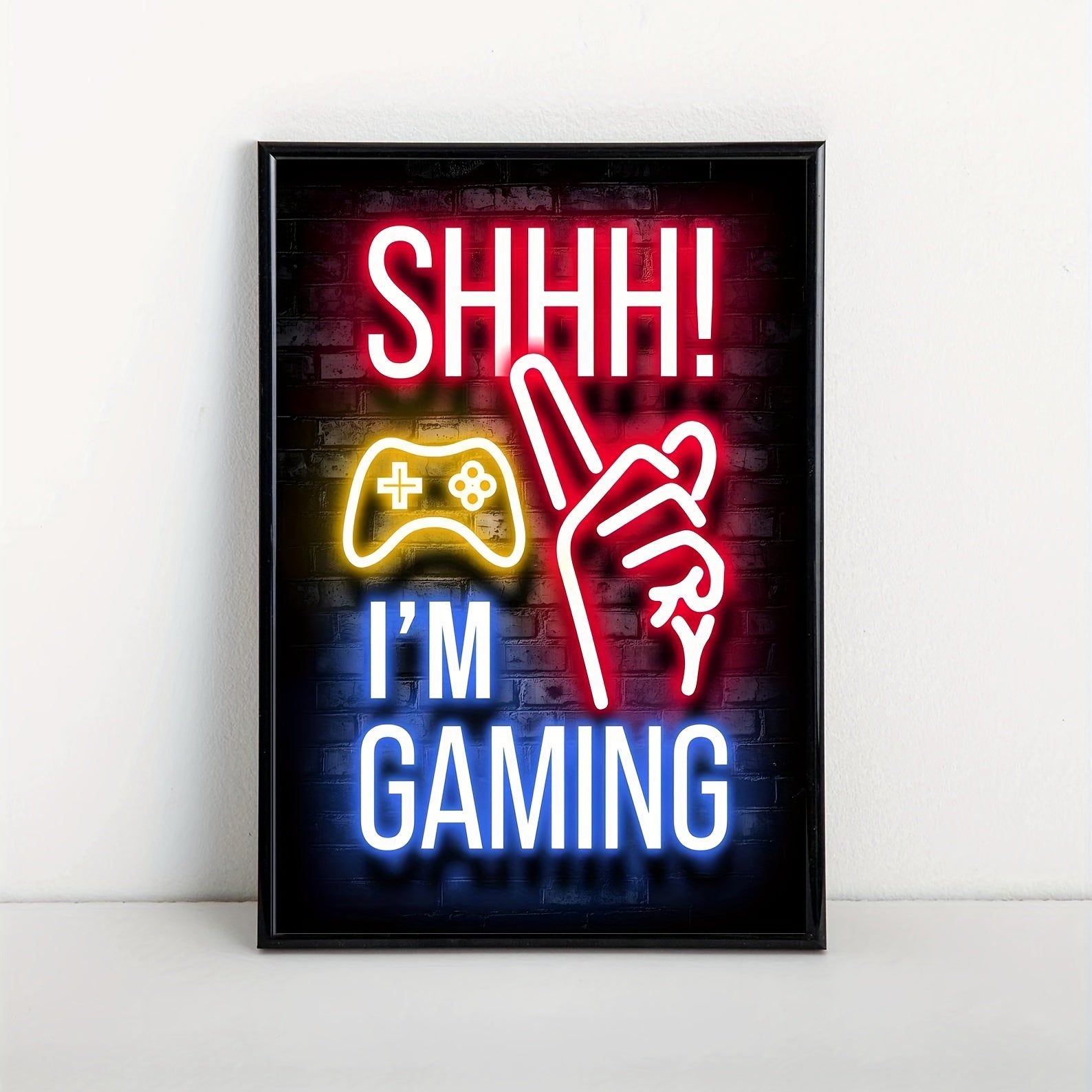 Neon Effect Canvas Wall Art Poster I Am Gaming Letter Print Bedroom Living Room Decor