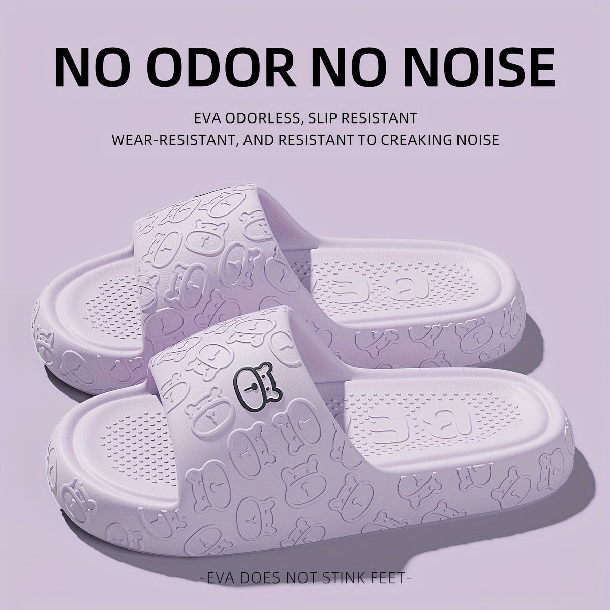 Женские и мужские удобные мягкие тапочки с открытым носком и медвежьим дизайном, для ванной комнаты, EVA, нескользящие