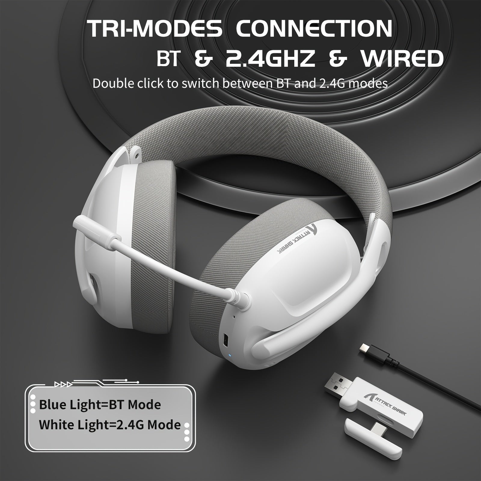 Auriculares inalámbricos para juegos con cancelación activa de ruido, cable desmontable, micrófono integrado