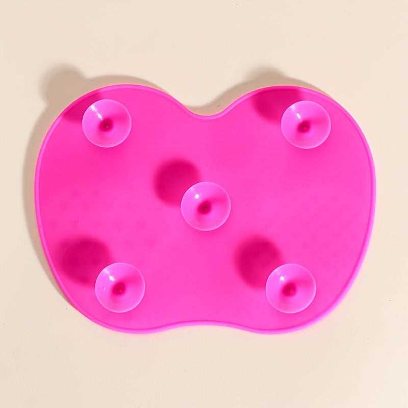 Unisex Silicone Makeup Brush Cleaning Mat Apple-Shaped Wash Pad Portable