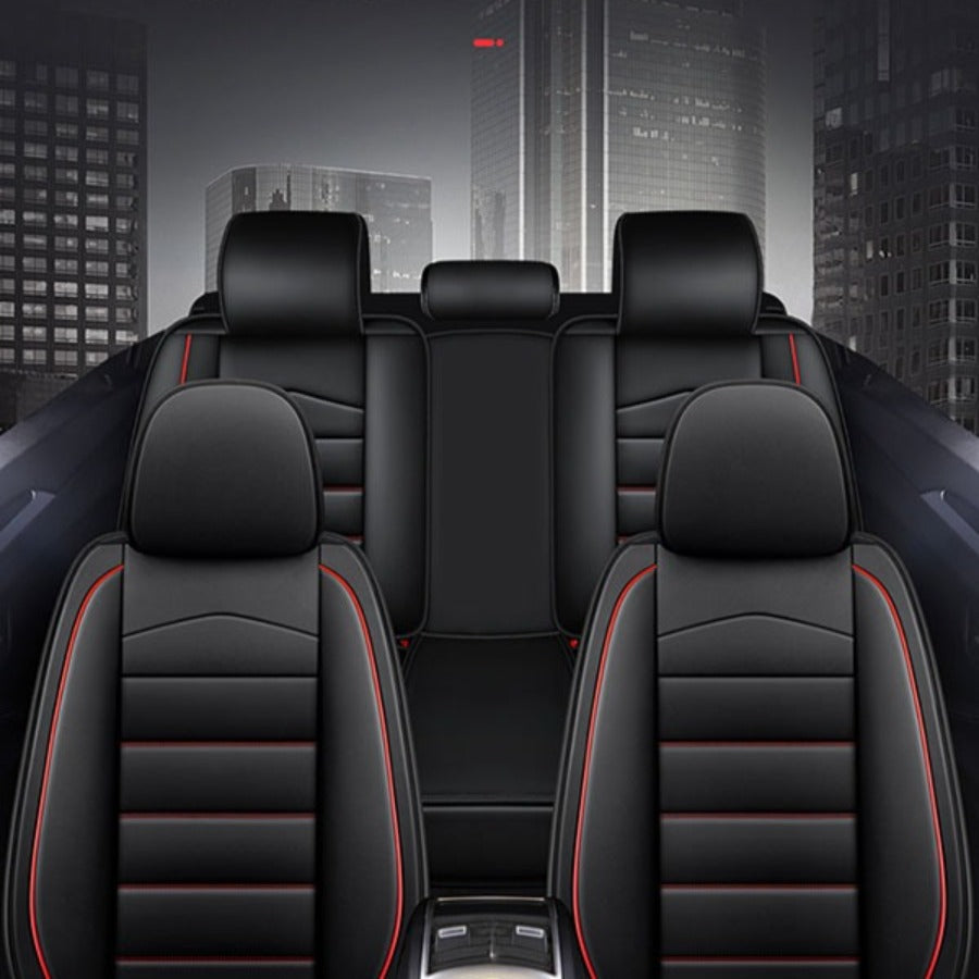 Car Interior Seat Covers Full Set Black and Red Breathable Anti-Slip
