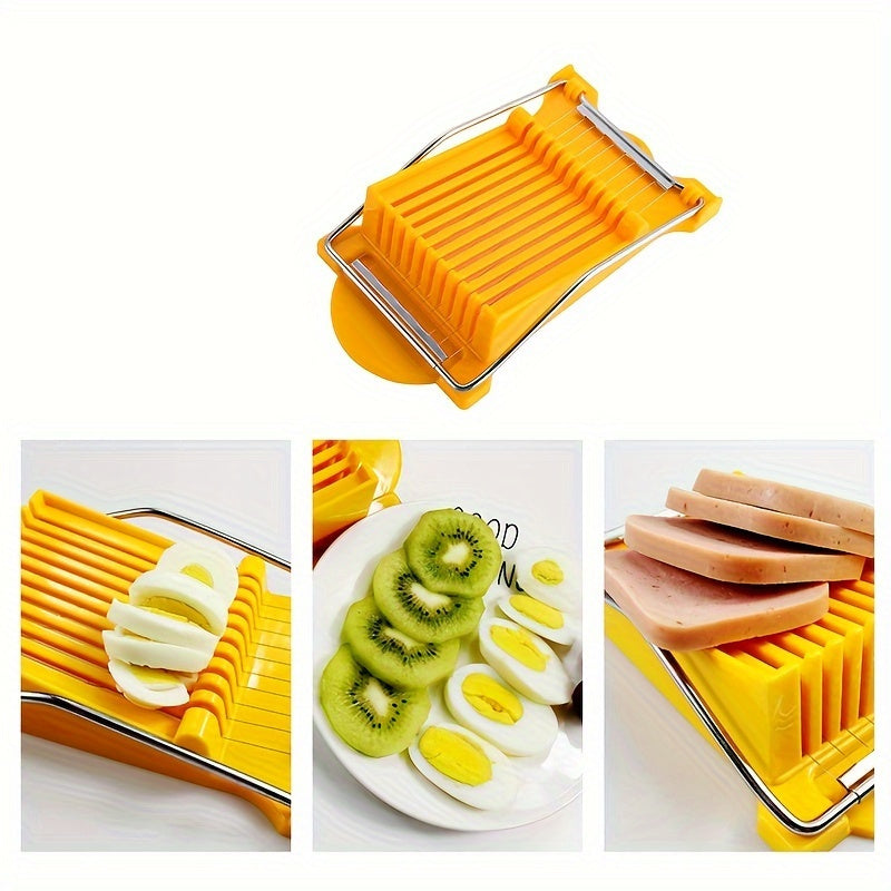 Metall pishloq kesgichi va tuxum kesgichi, mustahkam nylon tutqichi bilan. Pishloq, go'sht, mevalar va sabzavotlarni batareyasiz kesish mumkin.