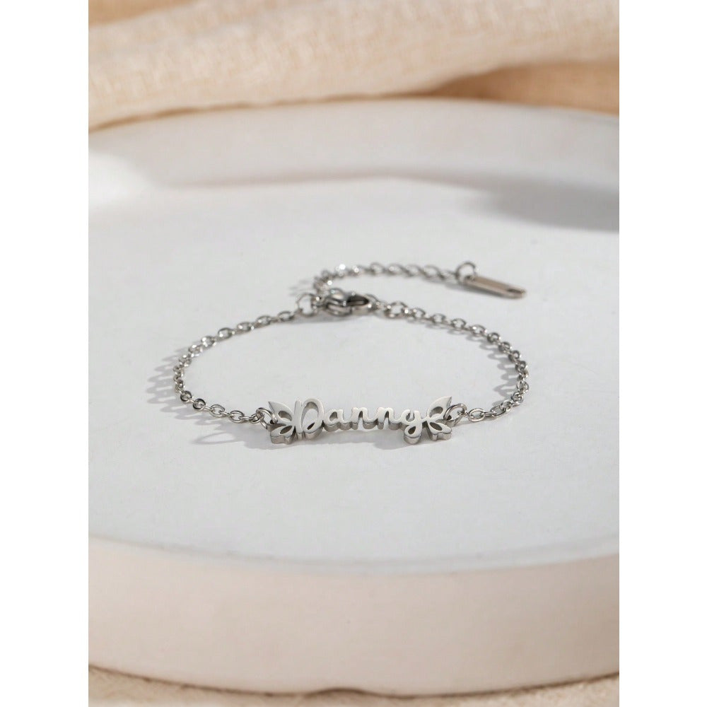Conjunto de joyería con alas de mariposa personalizadas, collar y pulsera de acero inoxidable, regalo para mujeres