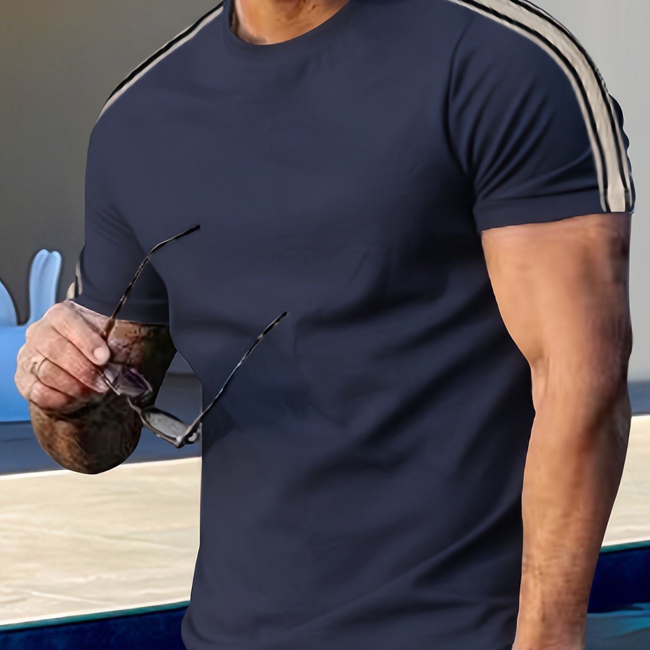 Men's Breathable Quick-Dry Summer T-Shirt Crew Neck Solid Polyester Casual Outdoor