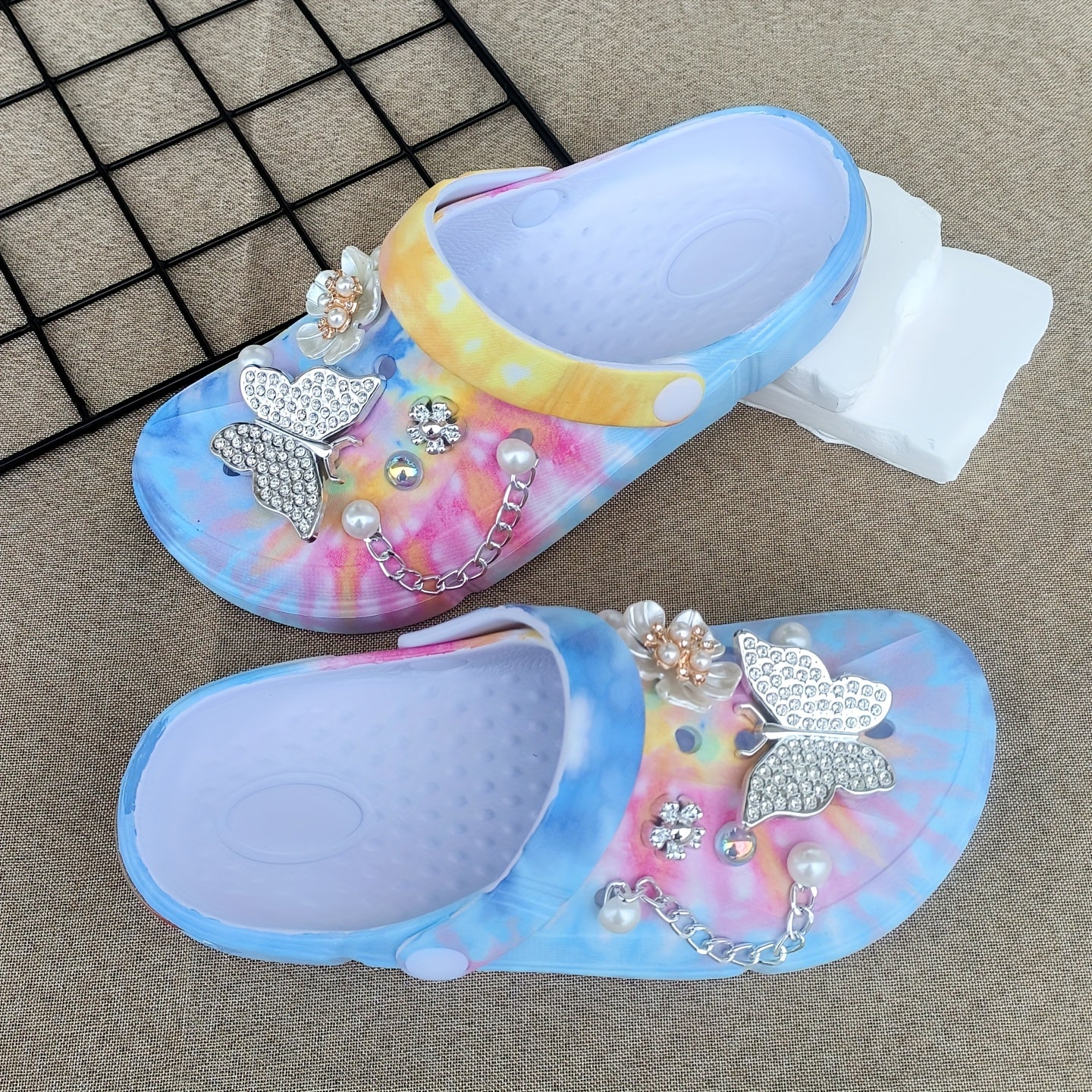 Women's Lightweight Slip-On Mules with Floral Embellishments Non-Slip EVA Platform Summer Shoes