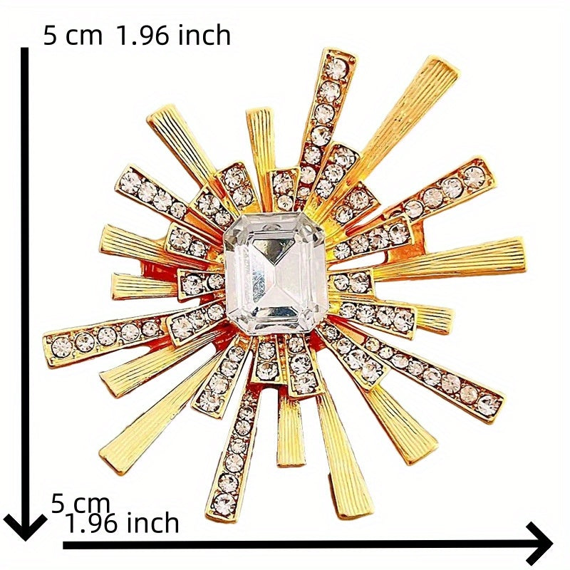 Elegant Sunflower Brooch Pin for Women and Men Rhinestone Jewelry