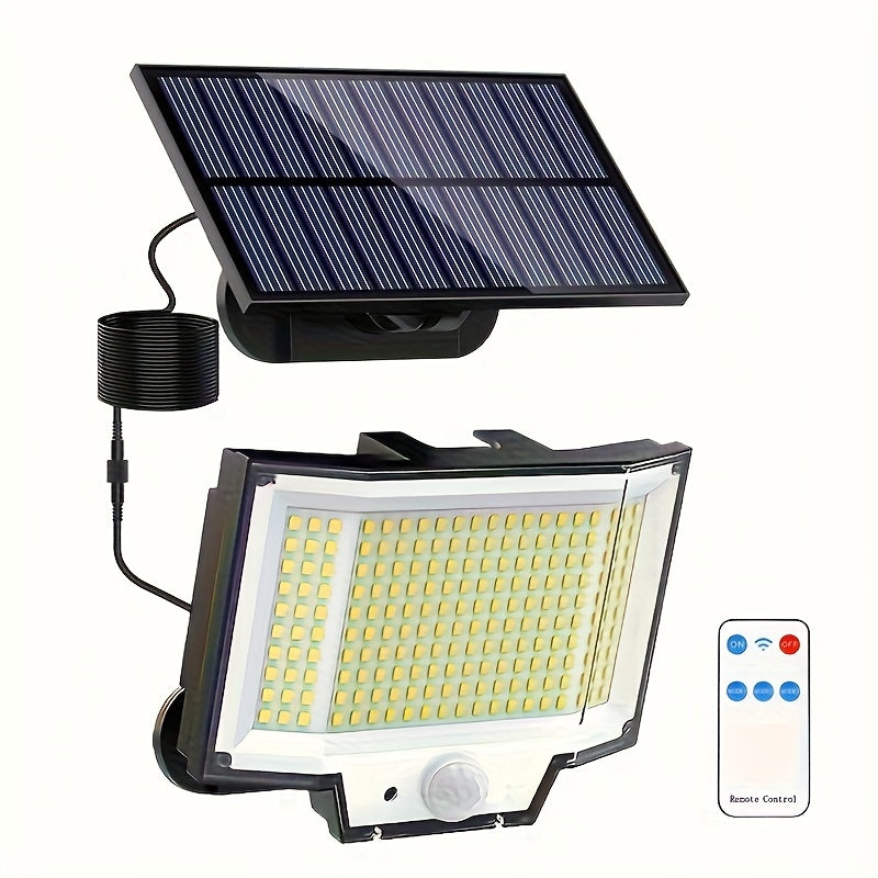 Solar Powered Outdoor Wall Light with Motion Sensor 200 LEDs Remote Control Security Floodlight