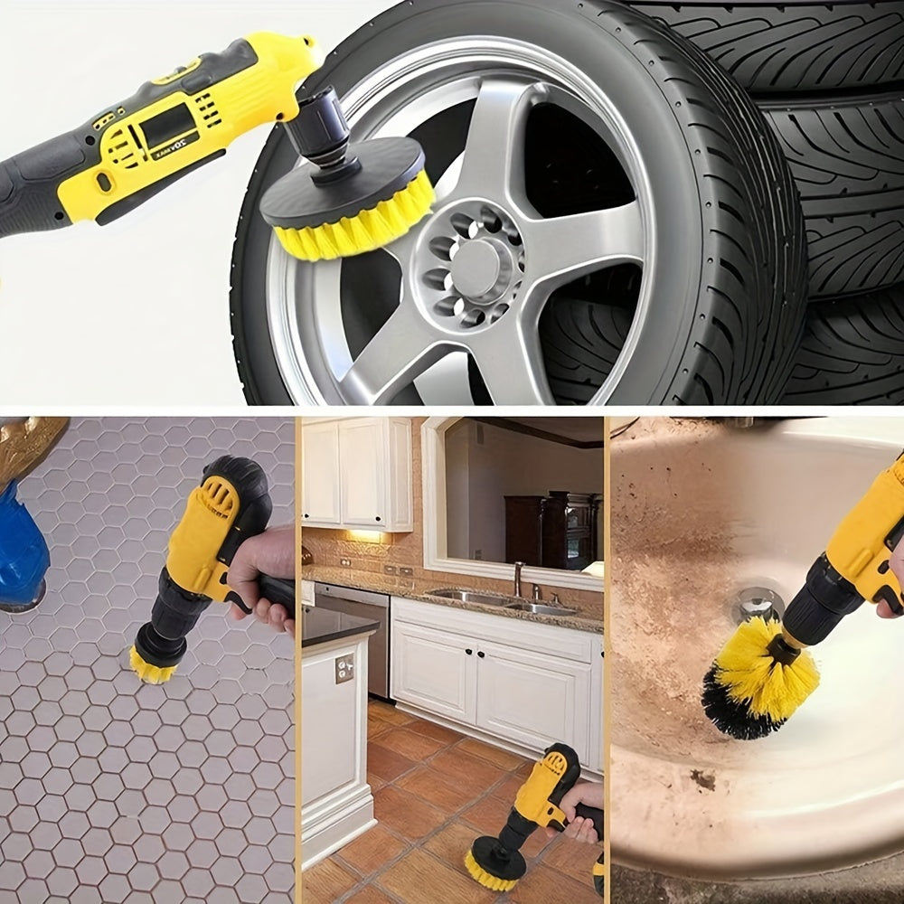 Juego de accesorios de cepillo de taladro de 3 piezas para limpieza de baño, cocina y coche