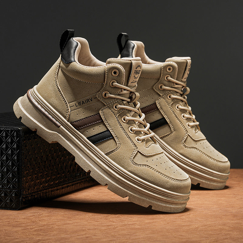 Women's Autumn Leather High-Top Sneakers for Casual Wear