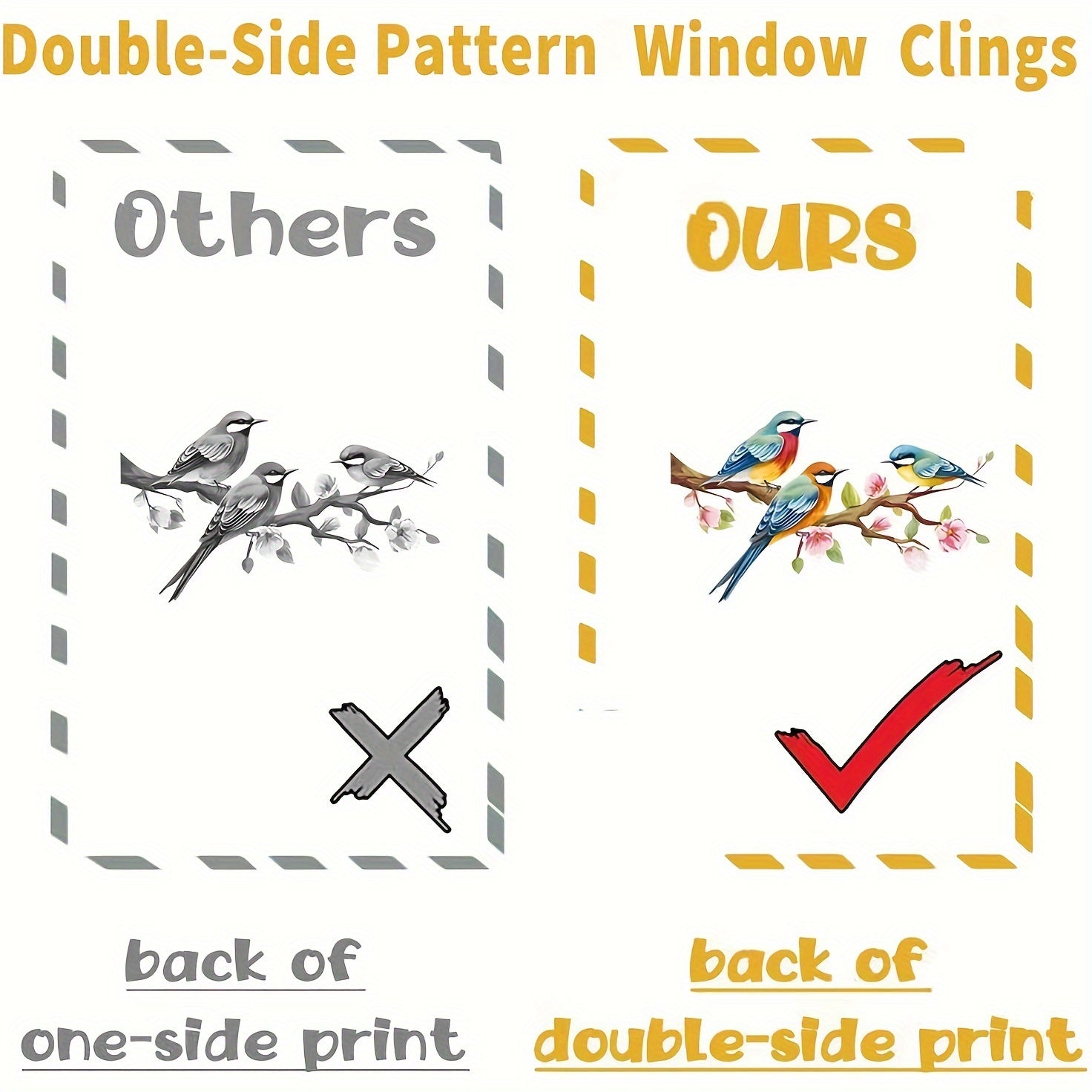 Bahor Deraza Qoplamalari - Ikkala Tomonlama Qush Gel Stikerlari - 9 Varak - Uy, Ofis, Maktab, Do'kon yoki Partiya uchun Shisha Derazalar uchun Ideal - Mukammal Bahor va Yoz Dekoratsiya Ta'minotlari