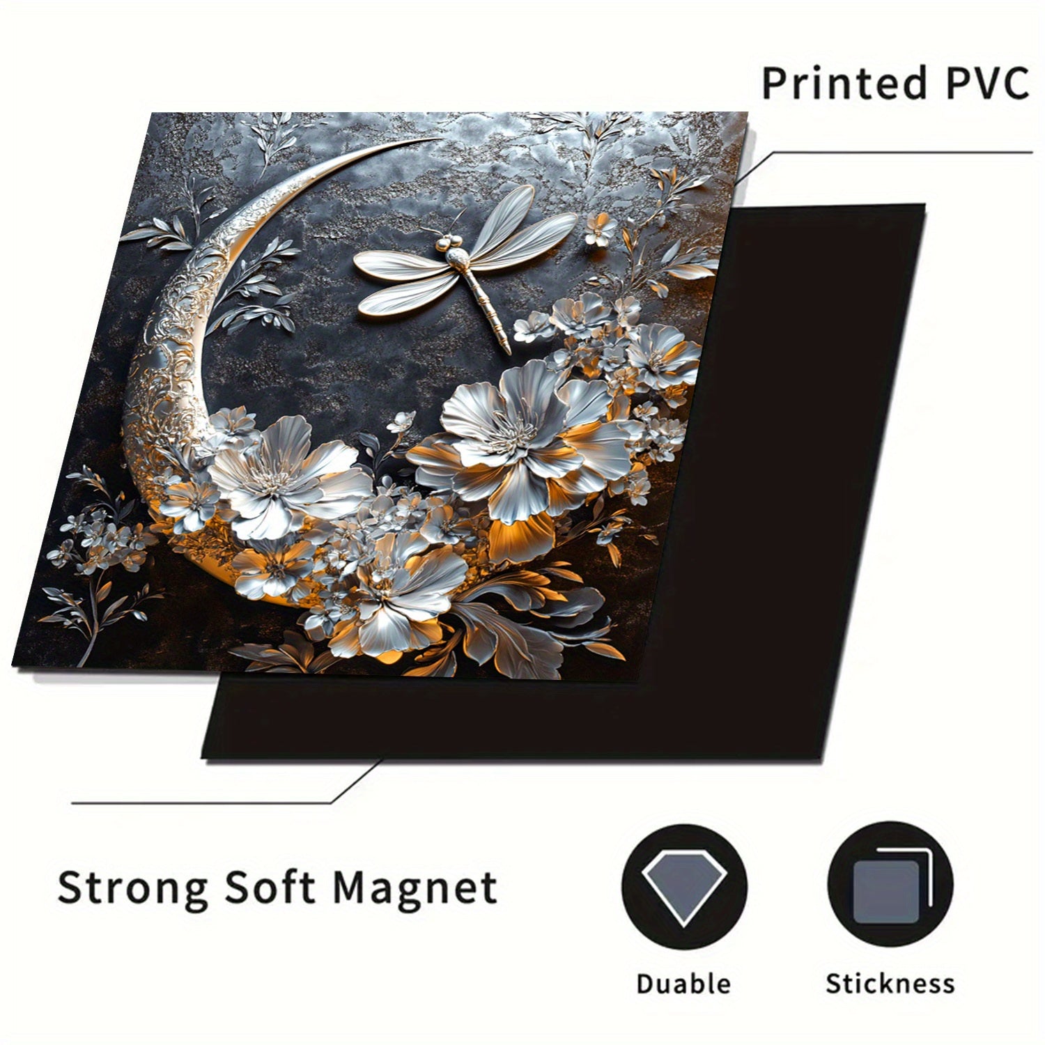 Oltin oy drujba gulchambarli idish yuvish mashinasi magnit qopqog'i suv o'tkazmaydigan issiqqa chidamli PVC stiker 58.5x65 sm oshxona dekoratsiyasi