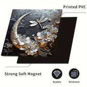 Oltin oy drujba gulchambarli idish yuvish mashinasi magnit qopqog'i suv o'tkazmaydigan issiqqa chidamli PVC stiker 58.5x65 sm oshxona dekoratsiyasi