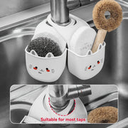Cat-Shaped Silicone Kitchen Sink Organizer for Sponges and Scrubbers Fits Most Taps
