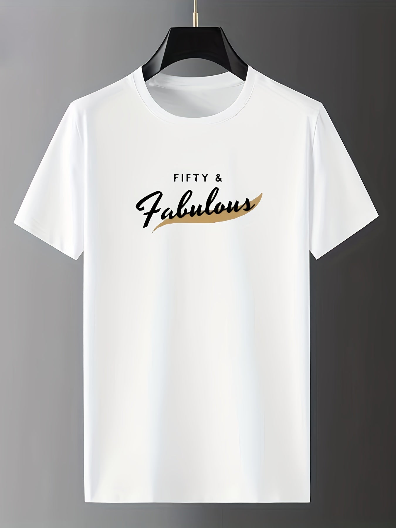 Men's Casual Short Sleeve T-Shirt with Letter Print Crew Neck Lightweight Polyester for Spring Summer Fall