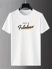 Мужская повседневная футболка с коротким рукавом и принтом букв, с круглым вырезом, из легкого полиэстера для весны, лета и осени