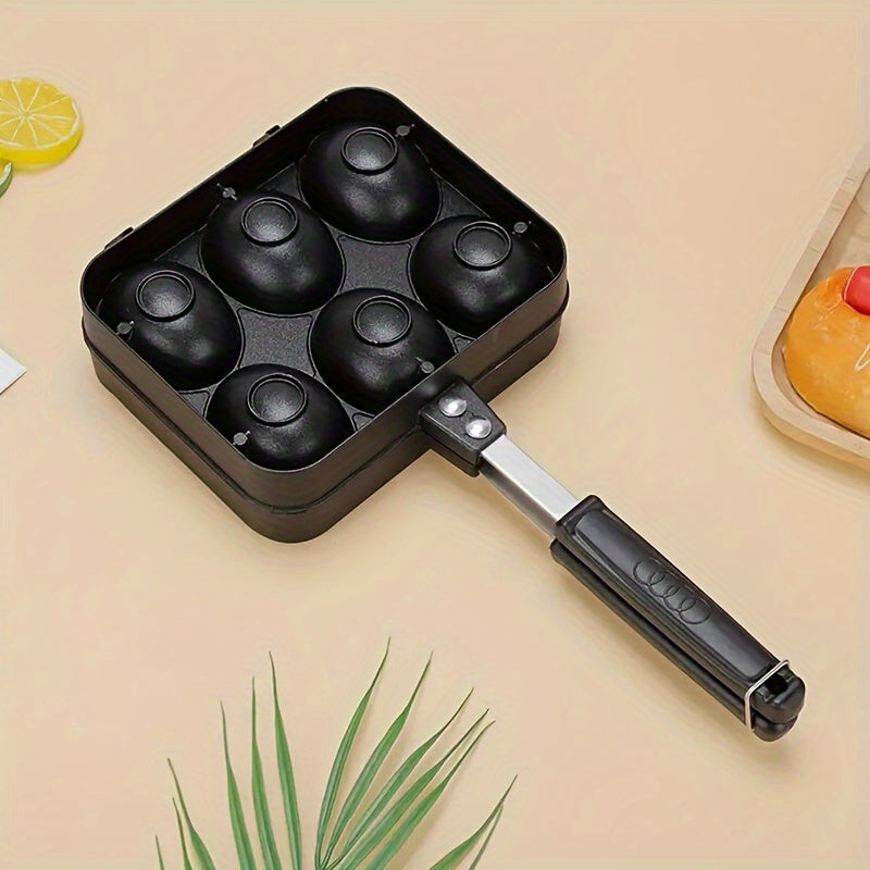 Double-sided egg waffle maker non-stick surface for home outdoor cooking