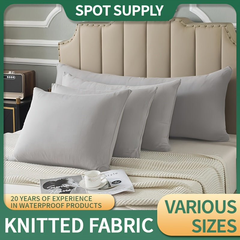 Gray Waterproof Knit Pillowcase Soft Breathable Stain-Resistant Machine Washable