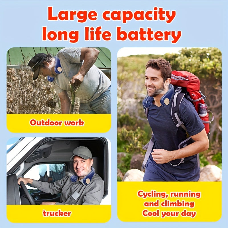 USB Neck Fan with Display Screen, 5-Level Cooling, Long Battery for Outdoor Sports and Travel