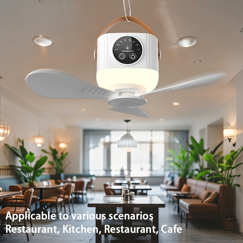 Portable Ceiling and Desk Fan with Wide-Angle Air Supply, USB, Foldable, Outdoor Tripod