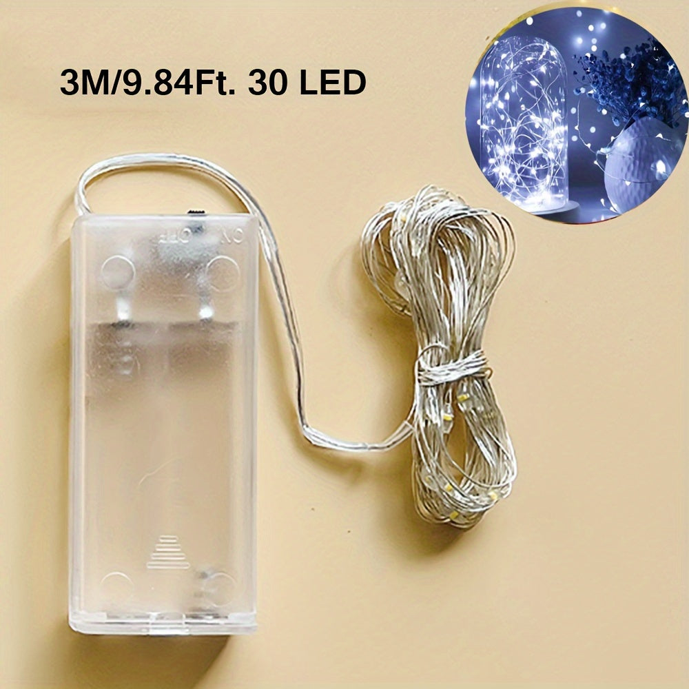Luces de hadas LED alimentadas por batería, blanco cálido, cable de cobre, luces de cuerda con cielo estrellado para decoración interior