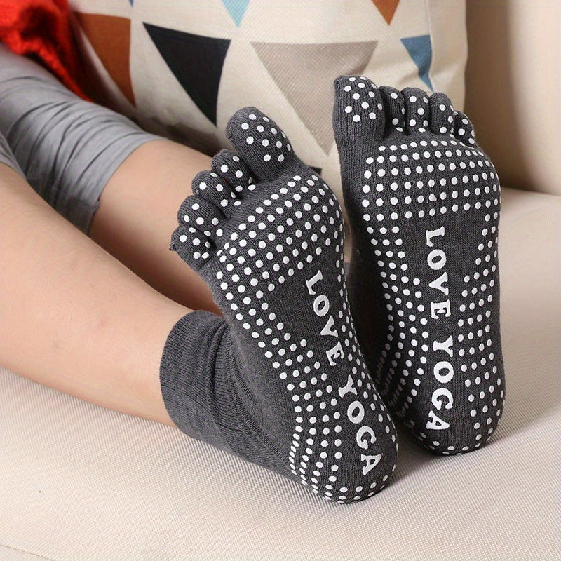 Women's Non-Slip Toe Socks for Yoga Running and Athletics Short Knit Cotton