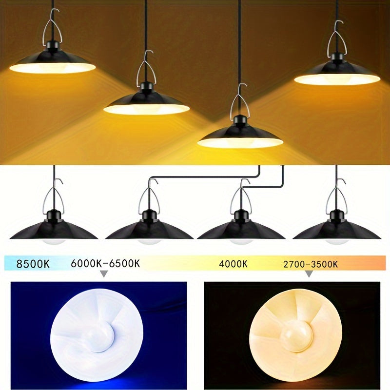 Solar Pendant Light Double-Head Chandelier Remote Control Indoor Outdoor Use