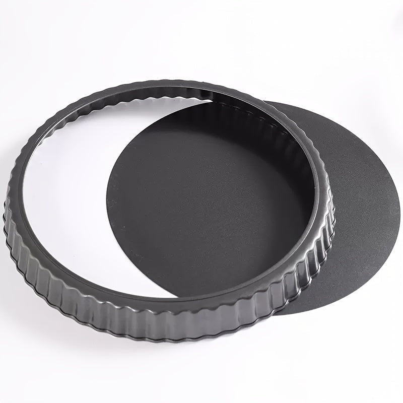 Round Black Baking Pan with Removable Metal Bottom Non-Stick for Pies Cakes