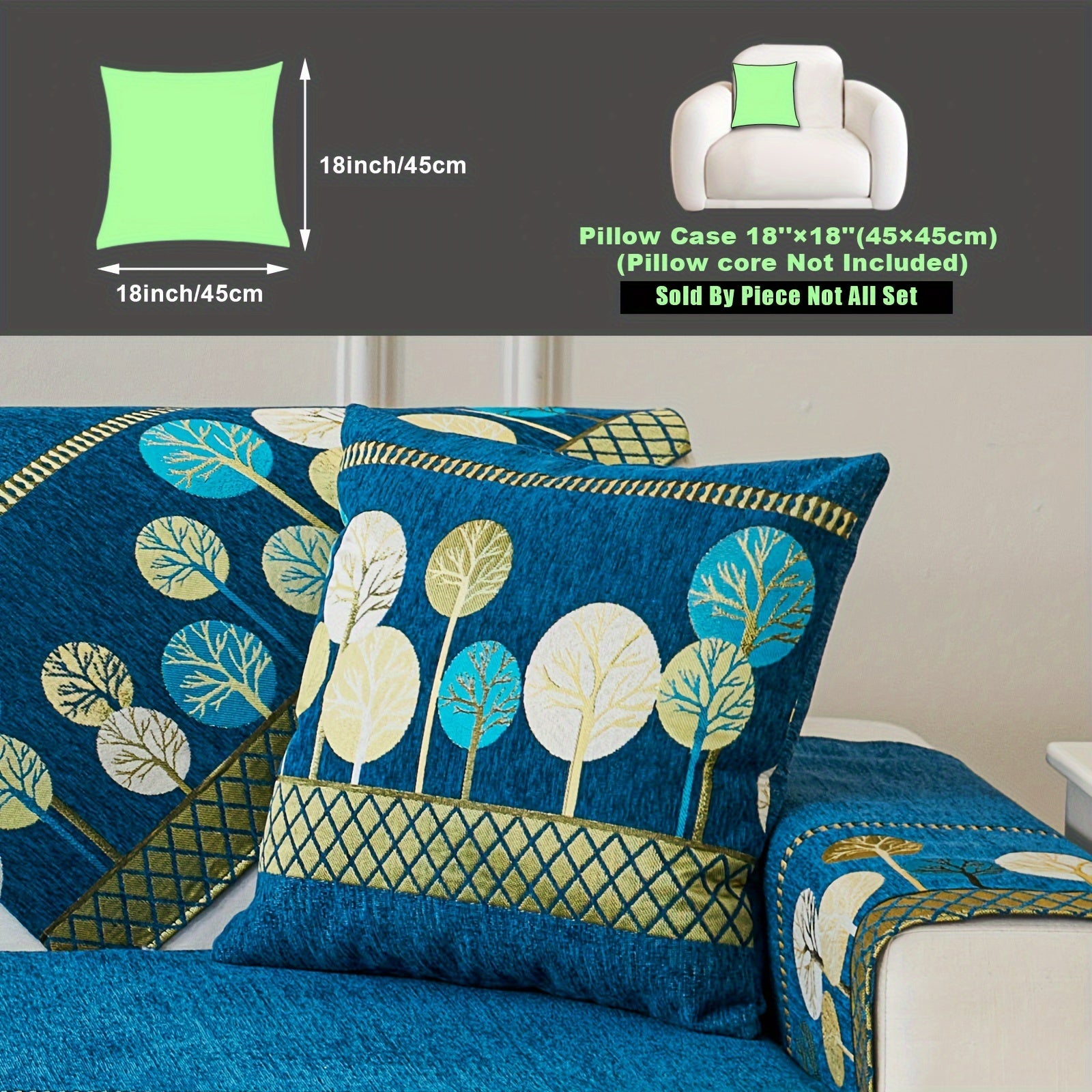 Bohemian Style Sofa Cover with Moonlight Forest Tree Pattern Non-Slip Machine Washable for Single to Quadruple Seat Sofas