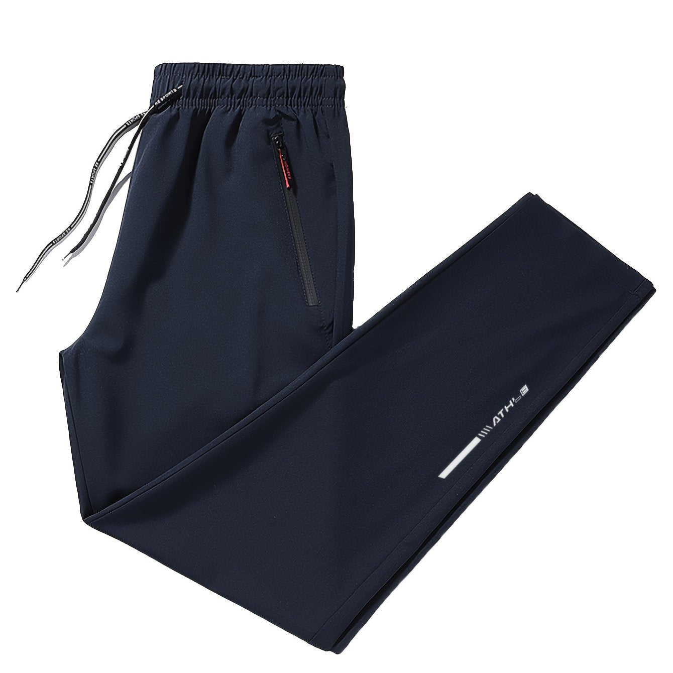 Men's Summer Joggers Breathable Polyester Zipper Casual Fitness Pants