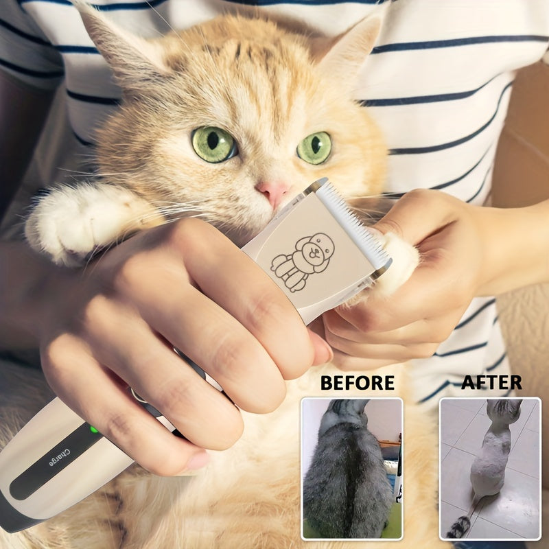 Past shovqinli qayta zaryadlanadigan itlar uchun trimmer, cheklov taroqlari bilan.