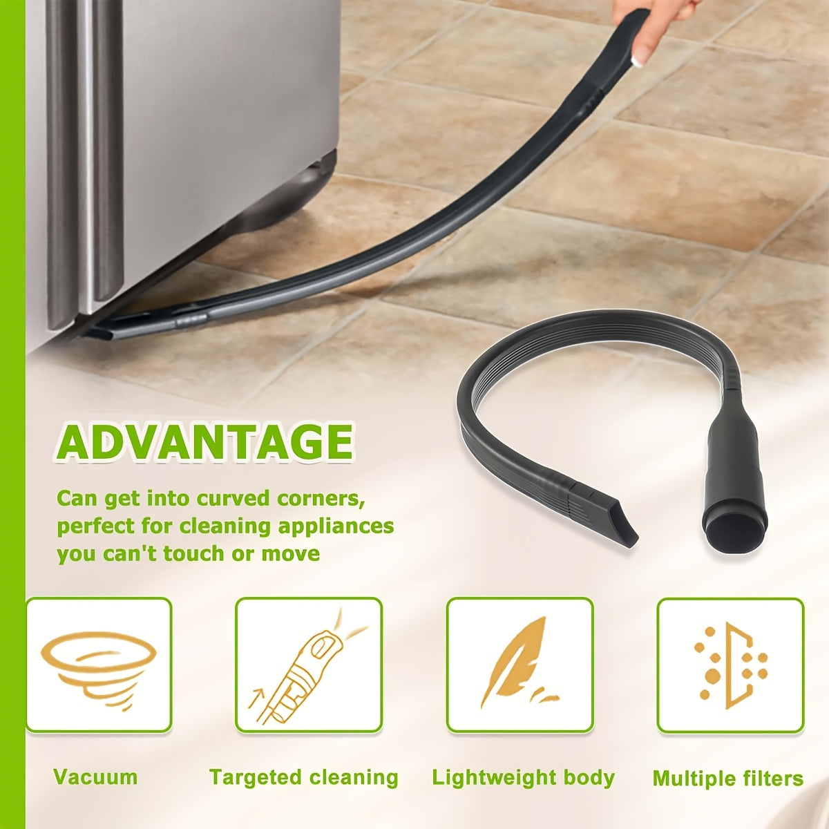 Uy va avtomobilni tozalash uchun moslashuvchan bo'shliq uchun vakuum qo'shimchasi 24.4 dyuym