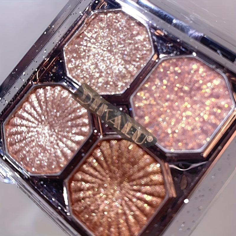 Женская палетка теней для век с блестками, 4 цвета, серо-коричневый с шиммером, роскошная