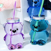 Kids' Cartoon Bear Straw Cup Plastic Durable Drinkware for Children