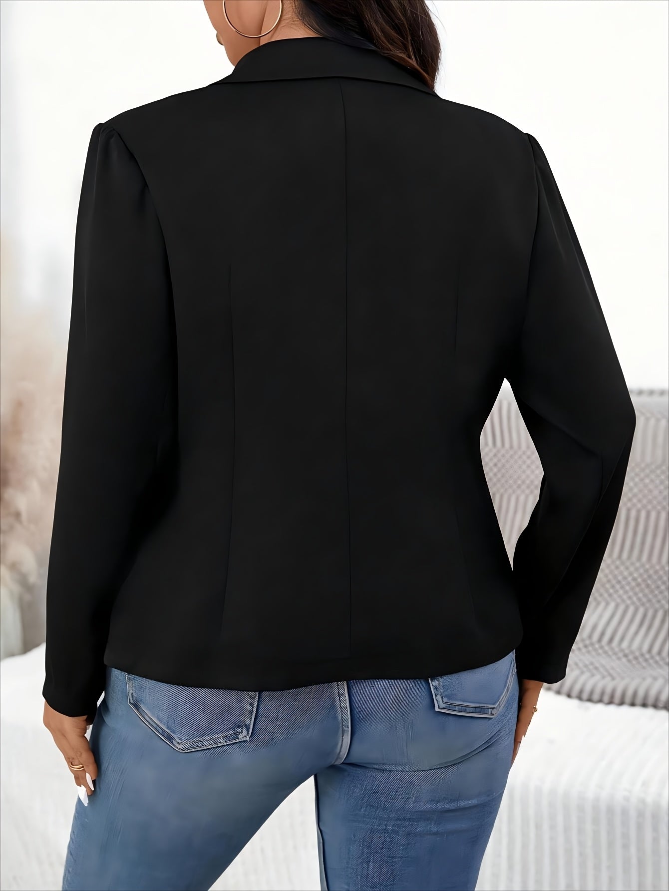 Women's Solid Color Blazer Polyester Spandex All-Season Long Sleeve Lapel Jacket