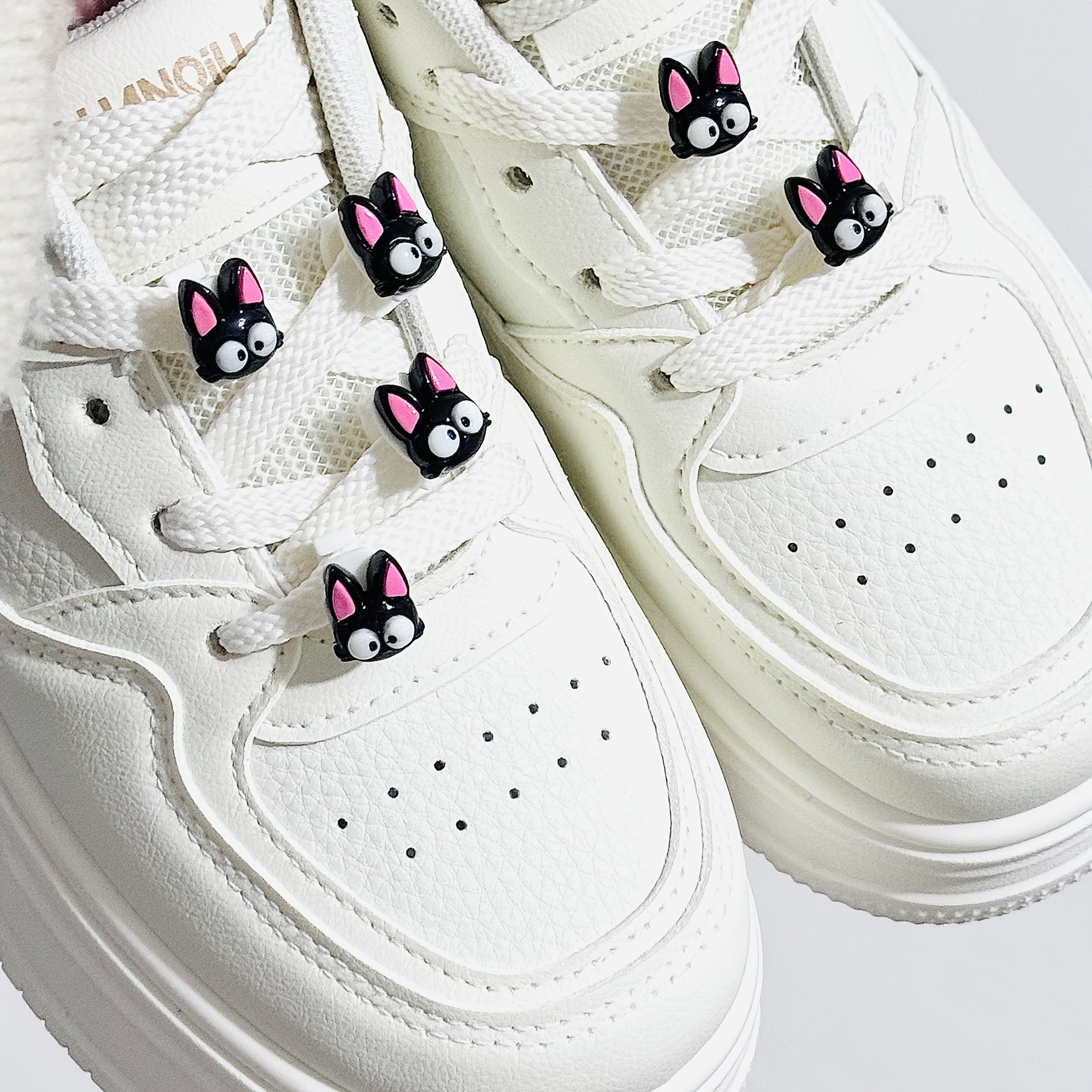 Unisex Black Cat Shoe Buckle Set for Sports Shoes and Laces, Cute Animal Accessories