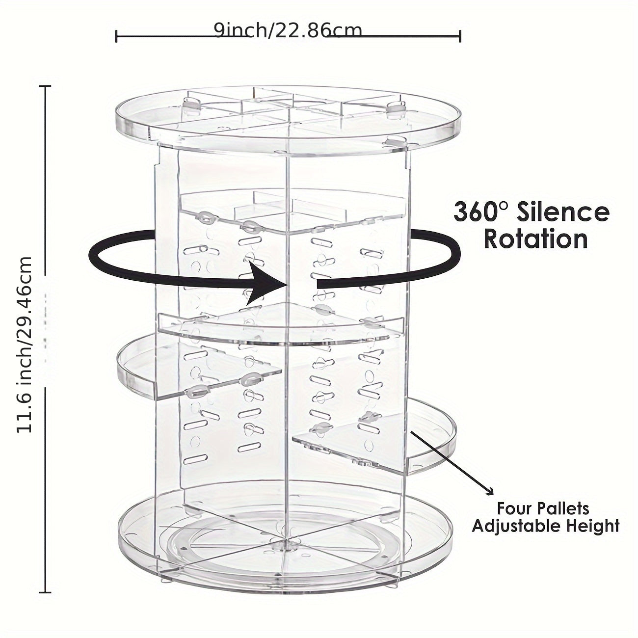 Plastic Cosmetic Organizer Rotates 360° for Easy Access Large Makeup Storage