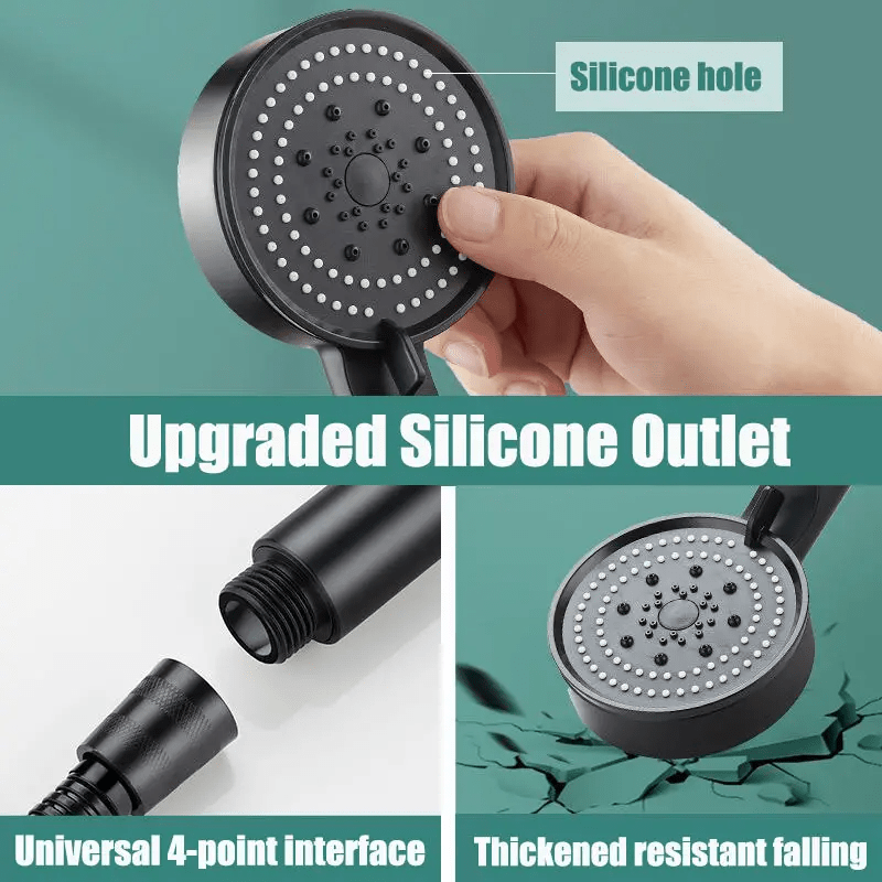 High-Pressure Shower Head with 5 Settings Wall-Mounted Silicone Nozzles Adjustable Flow