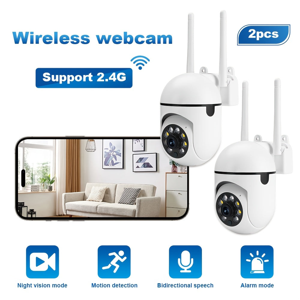 Wireless Security Camera 2 Pack 1080P HD Night Vision Motion Tracking Two-Way Audio