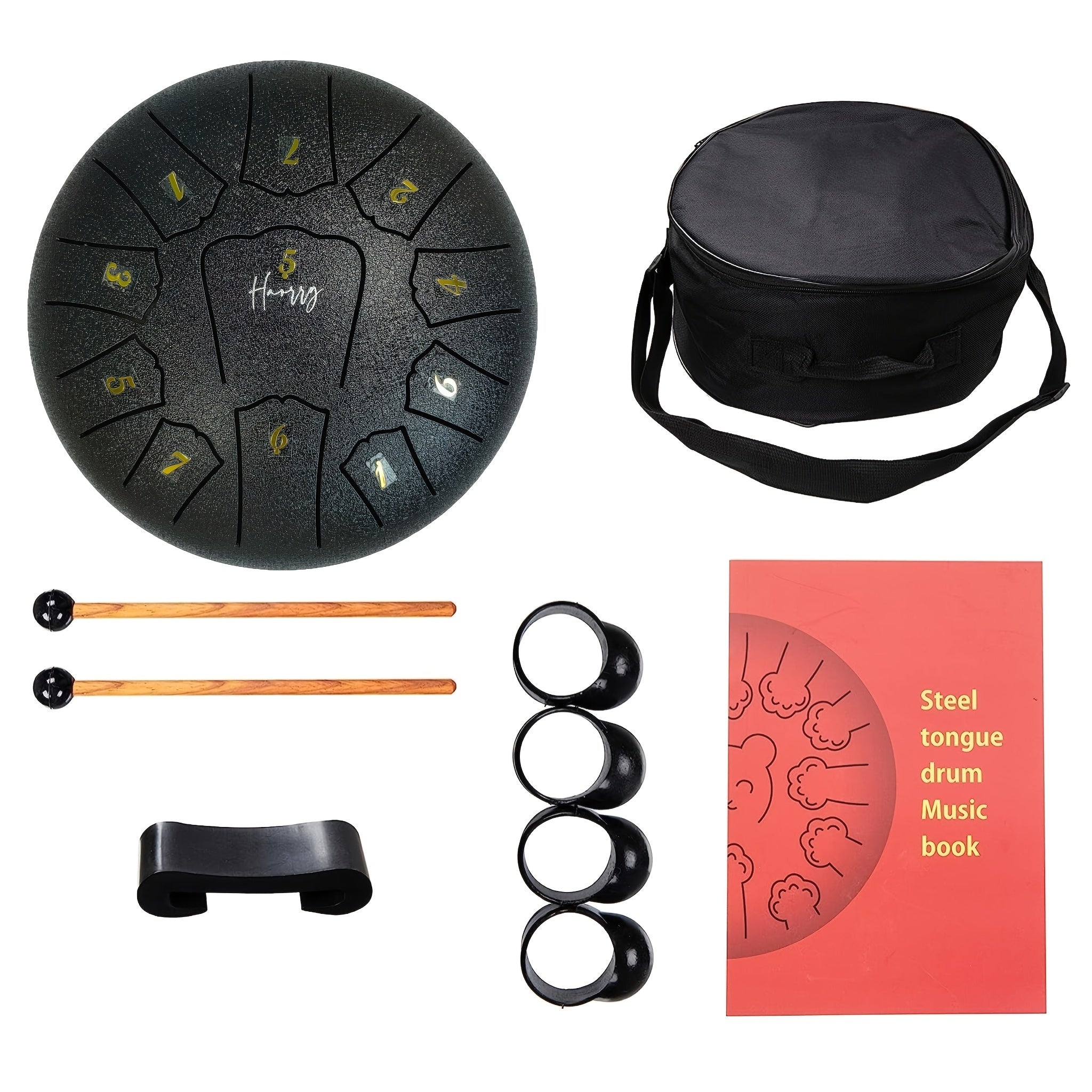 8-Inch Steel Tongue Drum for Beginners with Accessories Grey 11 Tones