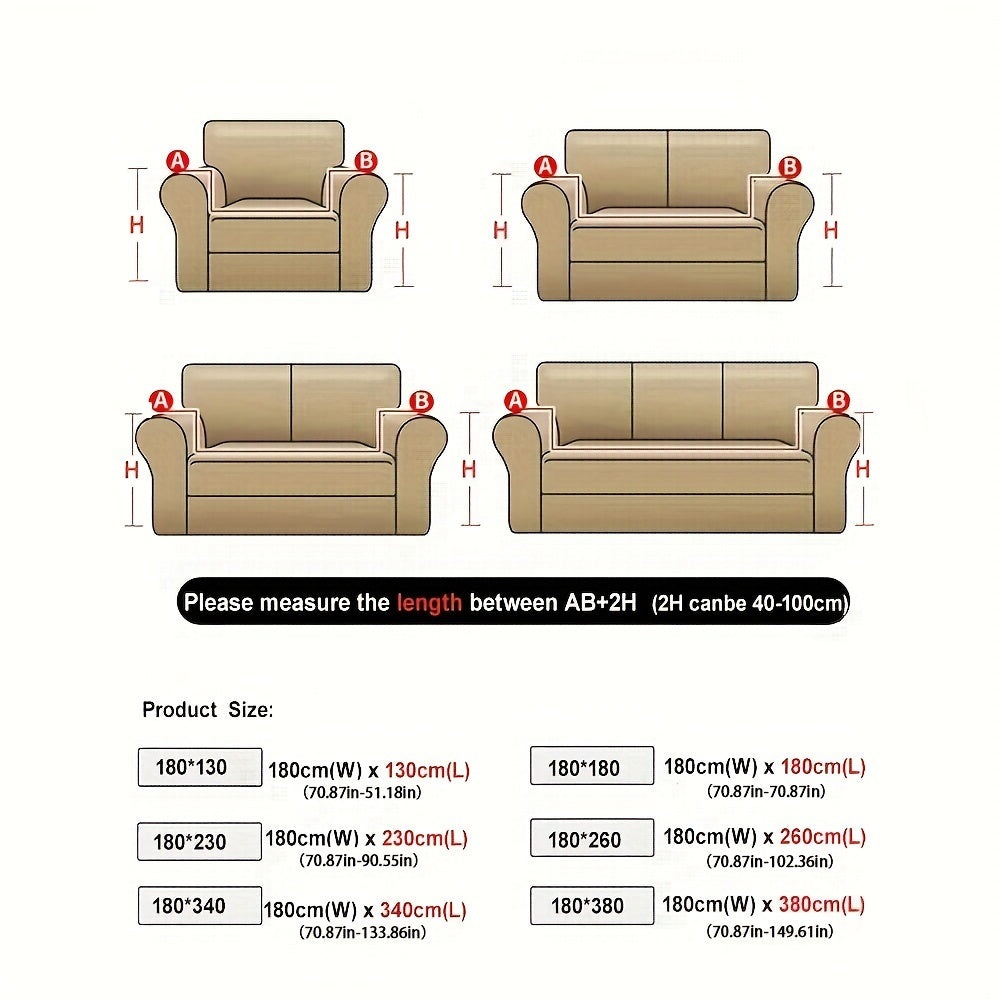 Chenille Sofa Cover with Herringbone Pattern Pet-Friendly Anti-Slip Dustproof Machine Washable Fits Armchair to 4-Seater Living Room