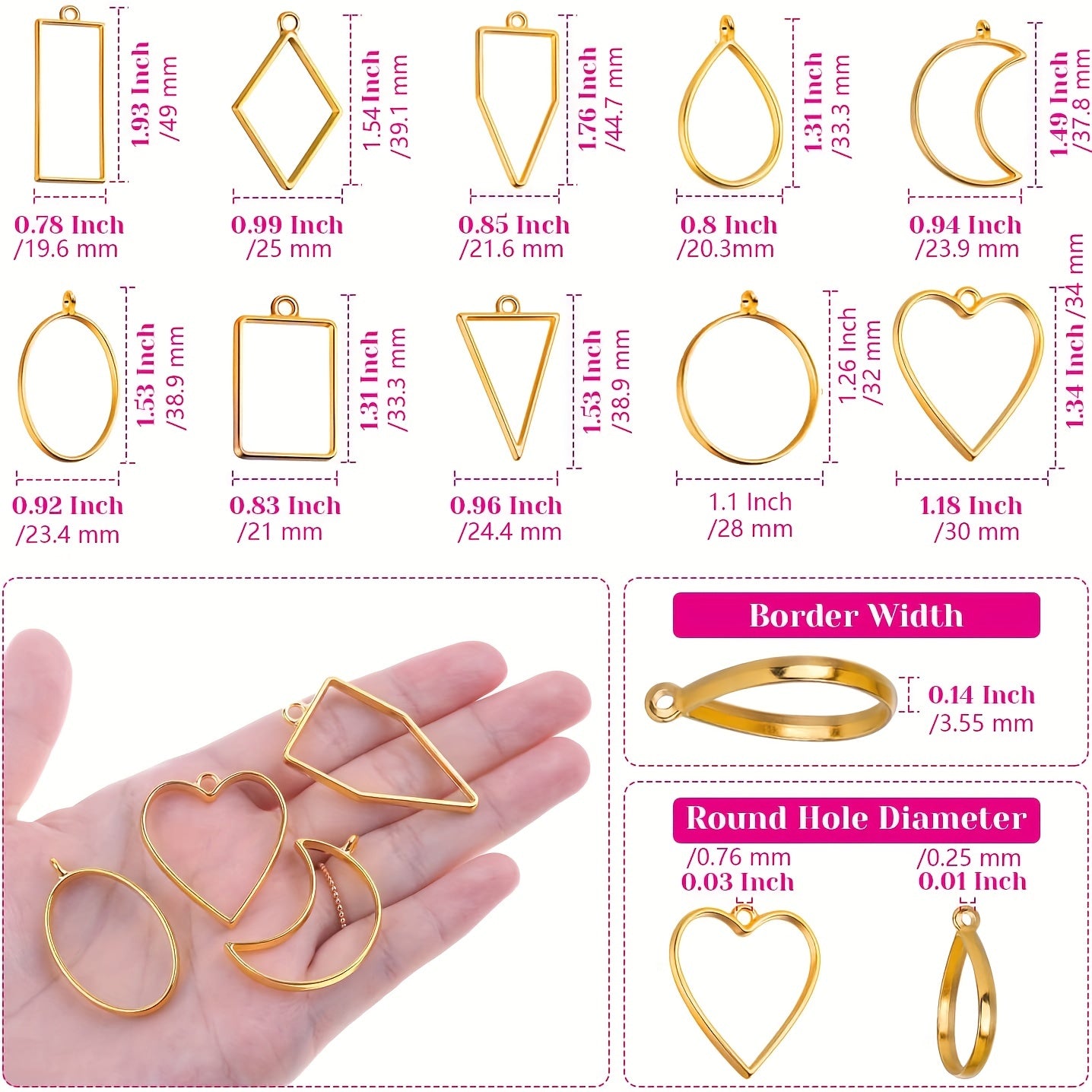 Hollow Frame Pendants for Jewelry Making Pack of 20 40 60 80 Casting Bezel Supplies