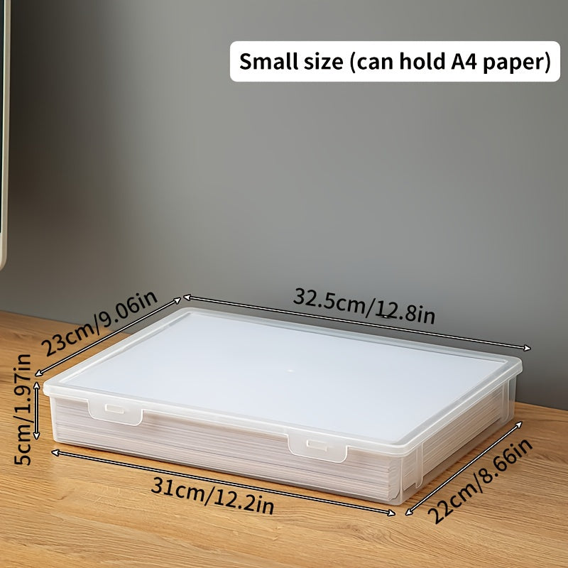 A4 Paper Storage Box Waterproof Plastic Flip Top Office Dorm Home Organization