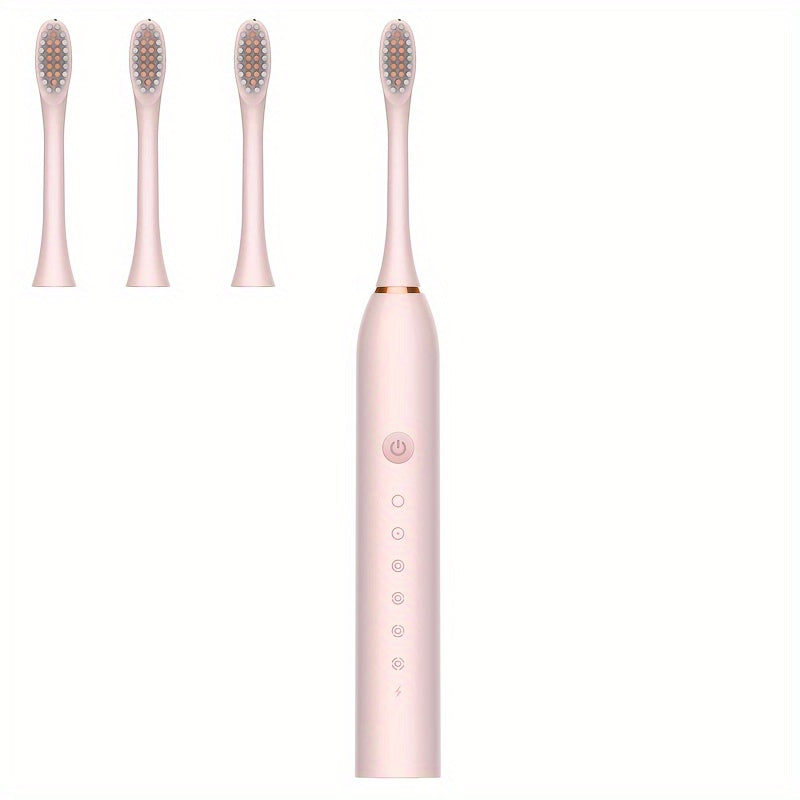 Set de cepillo de dientes eléctrico con 4 cabezales suaves para dientes sensibles, 6 modos, recargable por USB