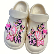 12PCS pushti Minnie Mouse poyafzal charm'lari - yoqimli multfilm plastik aksessuarlar