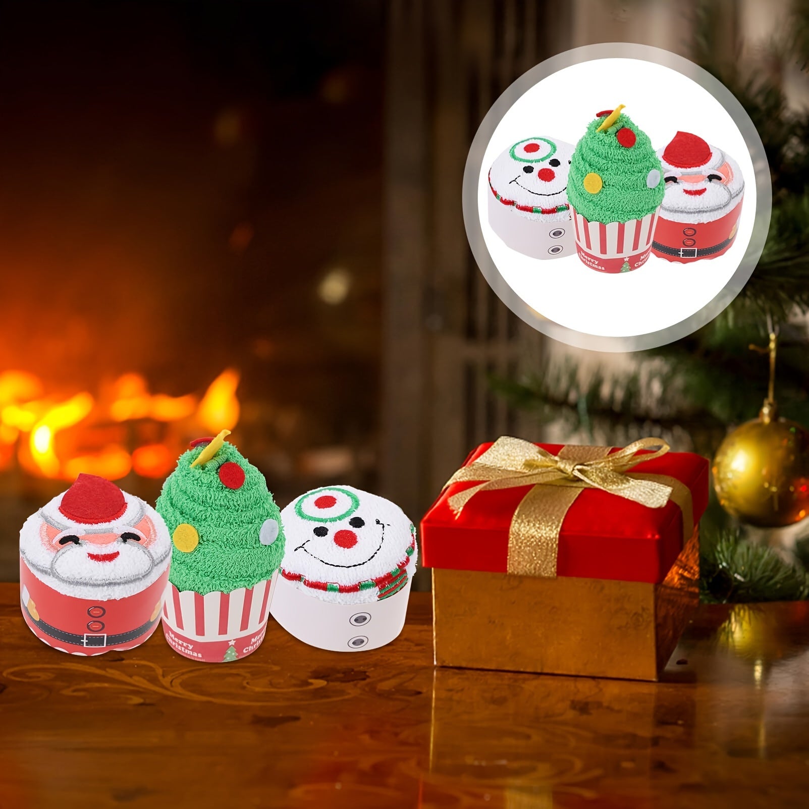 Christmas Kitchen Towel Set Santa Snowman Tree Microfiber Holiday Decor Gift