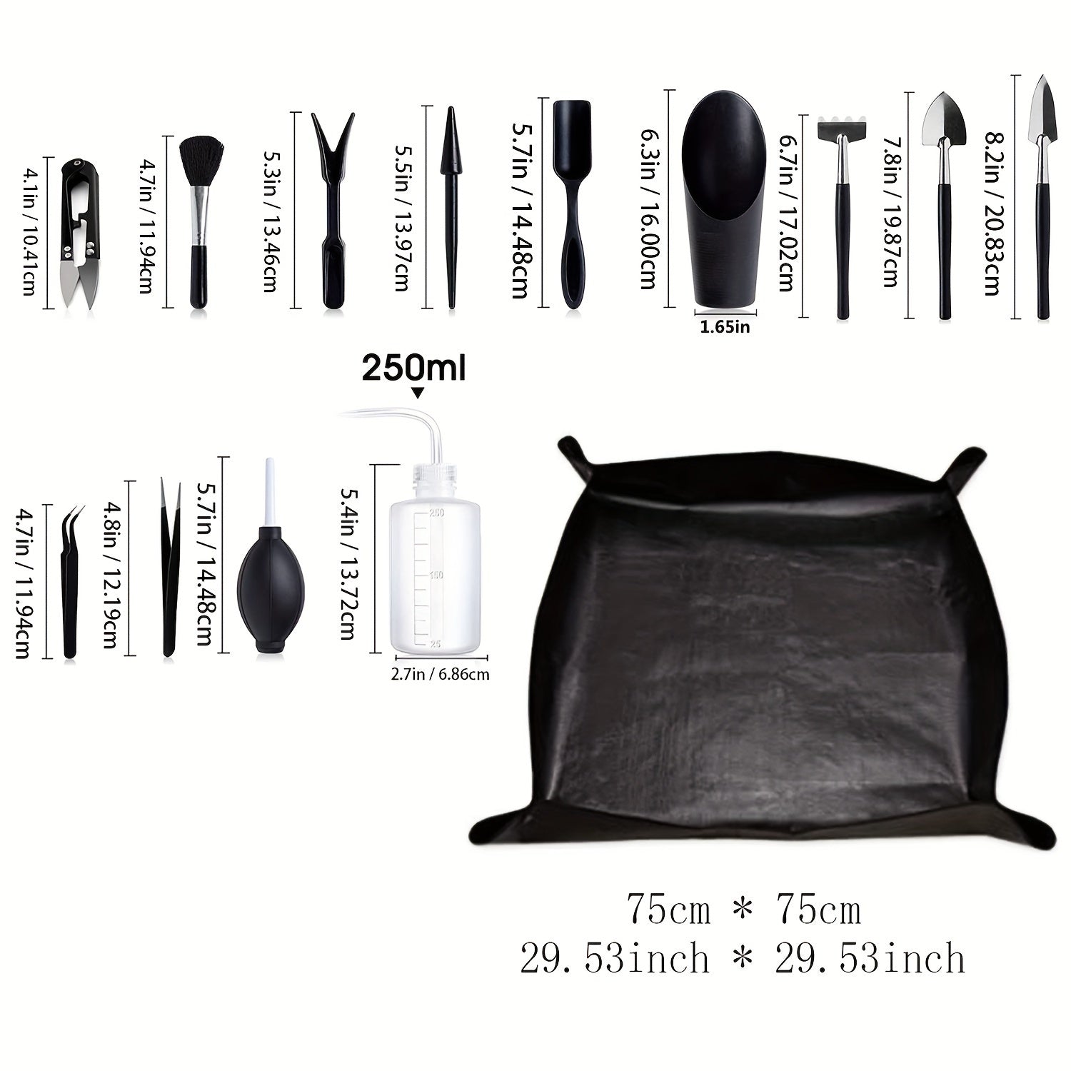 Mini Garden Tool Set for Succulents and Bonsai Stainless Steel Handles Trowel Shovel Spray Bottle