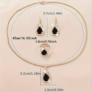 Women's Starry Sky Quartz Watch and Teardrop Jewelry Set Faux Leather Strap Analog Gift