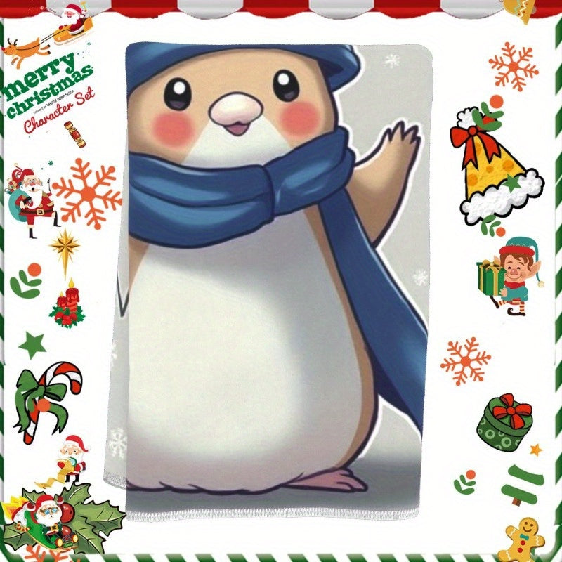 Christmas Towel 18x66cm Snowflakes Snowmen Deer Gift Decor